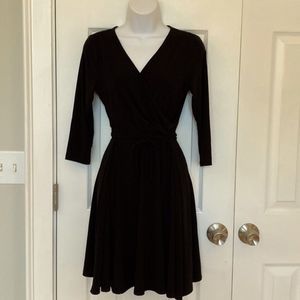 Black Wrap Dress, Full Skirt, Sz S